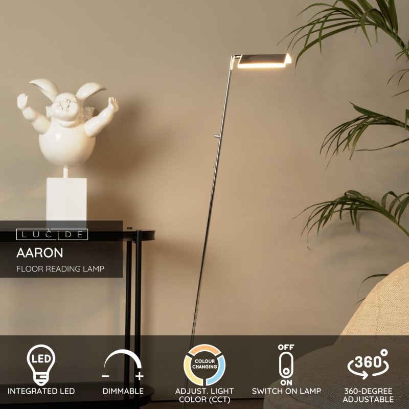 Lucide AARON - Stojacia lampa - LED Dim. - 1x10W 4000K - Matt Gold / Mosadz